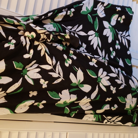 Wrap Dress - a new day size M.  Black with green and white flowers. - Picture 3 of 7